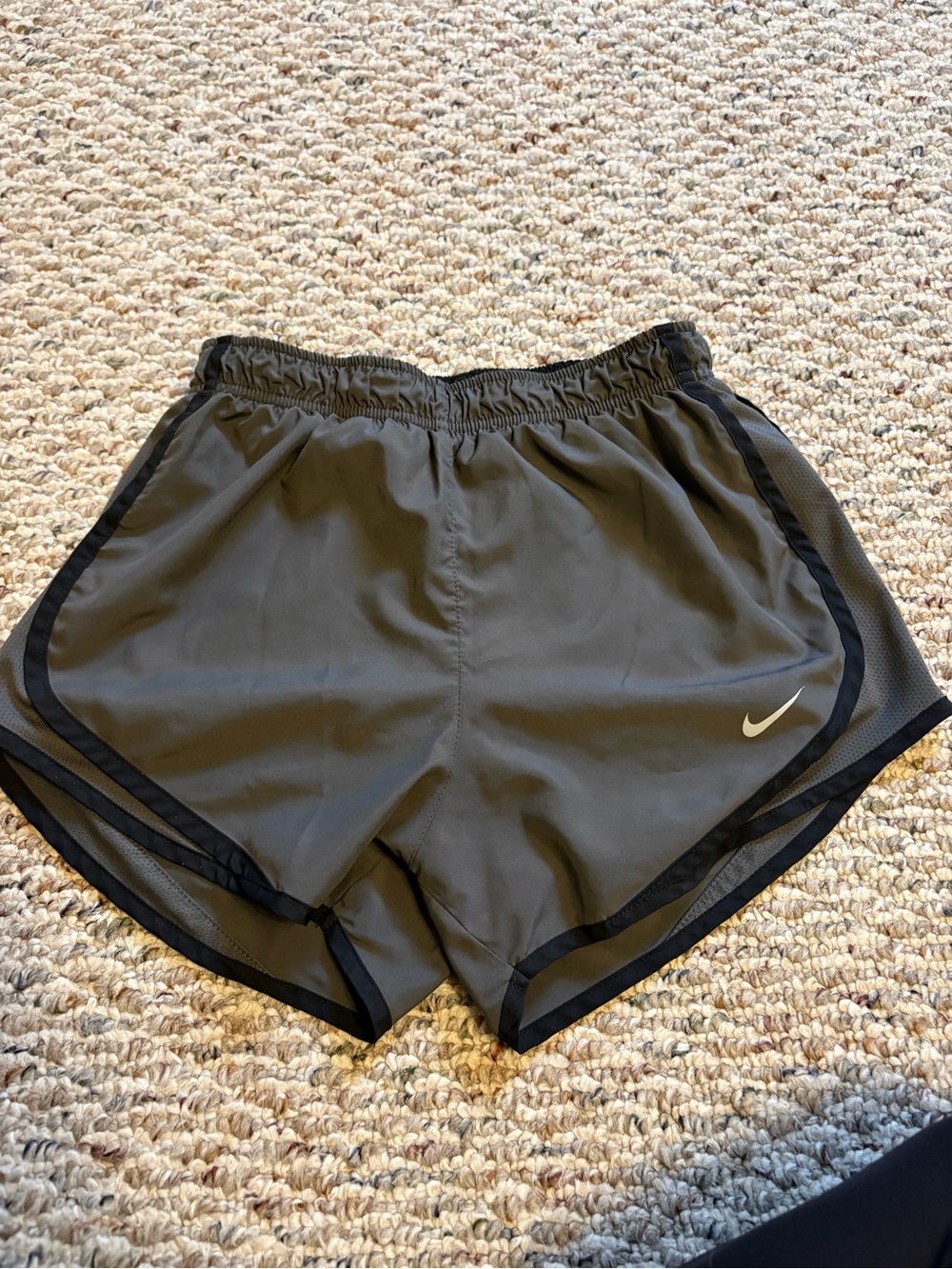 Nike Women's Charcoal Gray Athletic Running Shorts with Black Trim